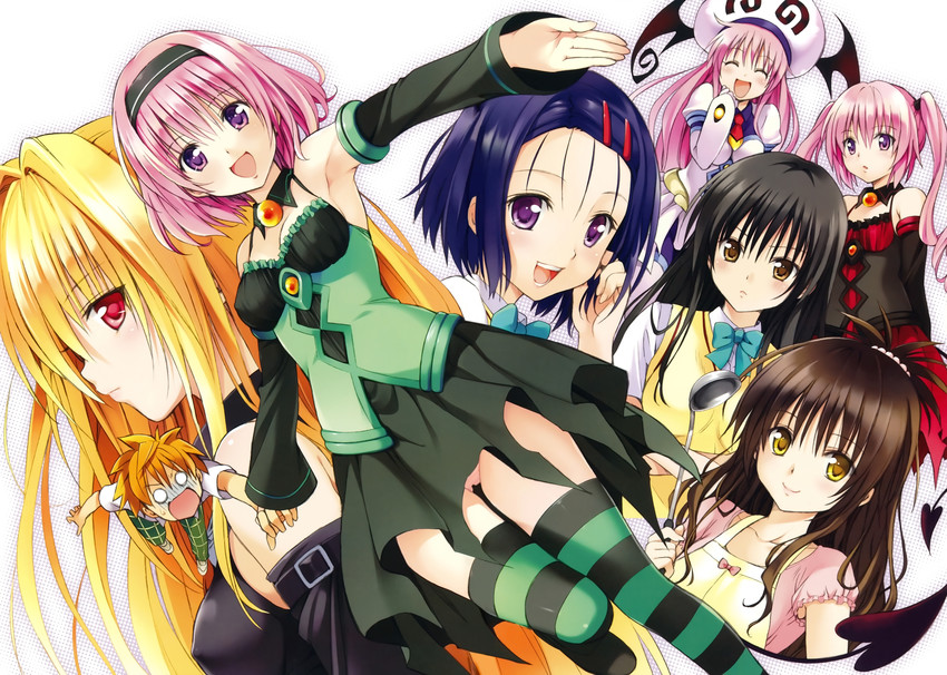 konjiki no yami, yuuki mikan, momo velia deviluke, lala satalin deviluke, kotegawa yui, and 3 more (to love-ru) drawn by yabuki_kentarou