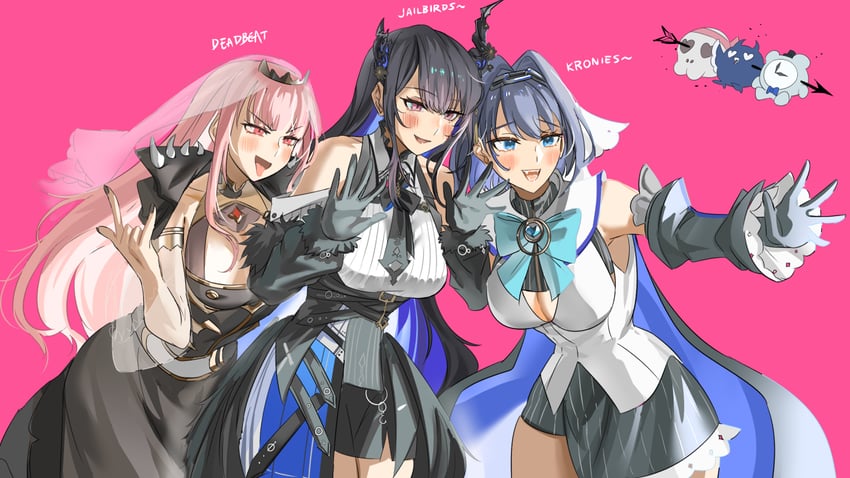 mori calliope, ouro kronii, nerissa ravencroft, jailbird, kronie, and 1 more (hololive and 1 more) drawn by set7