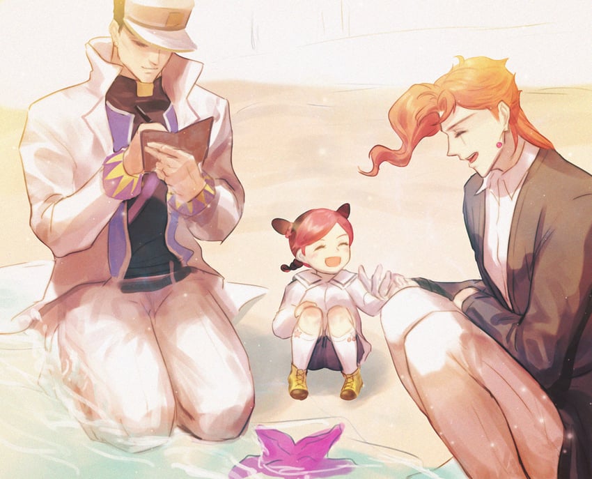 kujo jotaro, kujo jolyne, and kakyoin noriaki (jojo no kimyou na bouken and 2 more) drawn by kankito