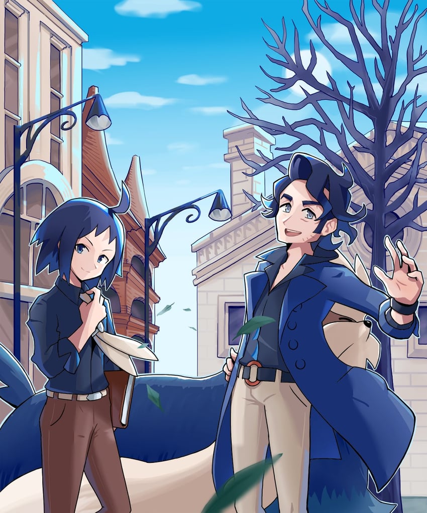 cheren and professor sycamore (pokemon and 1 more) drawn by ffccll