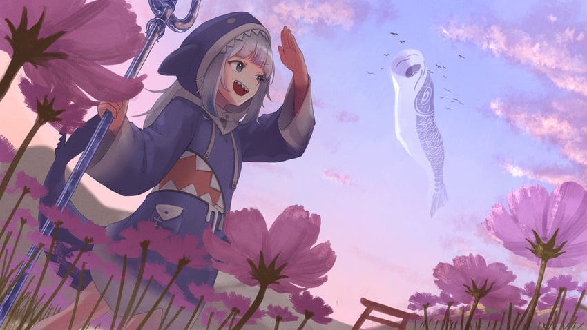 gawr gura (hololive and 1 more) drawn by arimoto_wataru