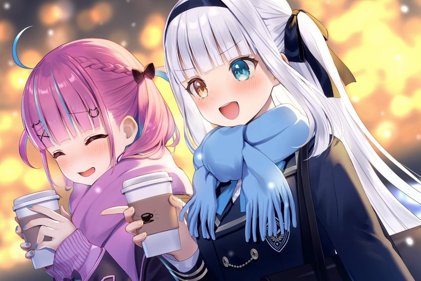 minato aqua and kagura mea (hololive and 1 more) drawn by momoshiki_tsubaki