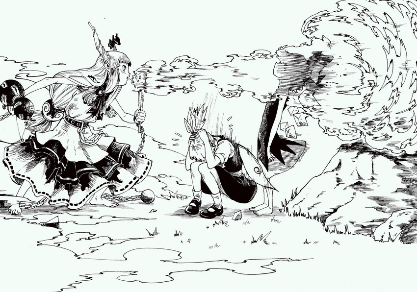 cirno, ibuki suika, and daiyousei (touhou) drawn by sendai_(nazonomono)