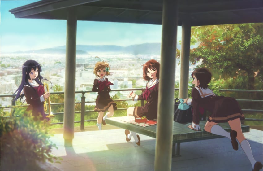 oumae kumiko, kousaka reina, kawashima sapphire, and katou hazuki (hibike! euphonium)