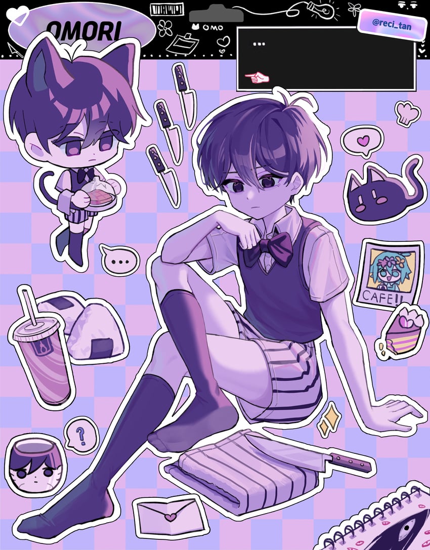 omori, basil, something, and mewo (omori) drawn by citan_(reci_tan)