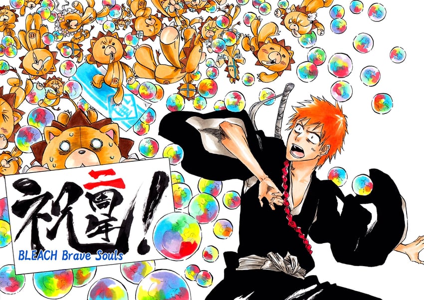 kurosaki ichigo and kon (bleach and 1 more) drawn by ken'ichi_(ken1ro_u)