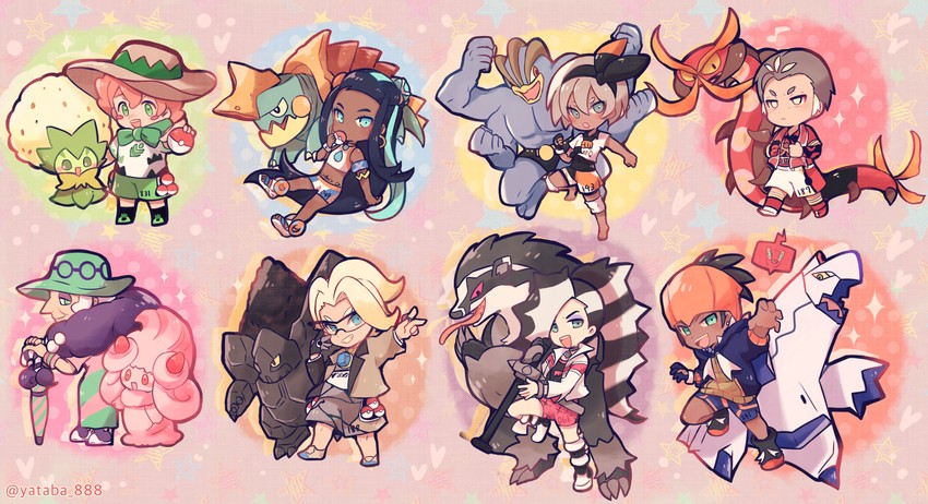 rotom, raihan, nessa, bea, rotom phone, and 13 more (pokemon and 1 more) drawn by yataba