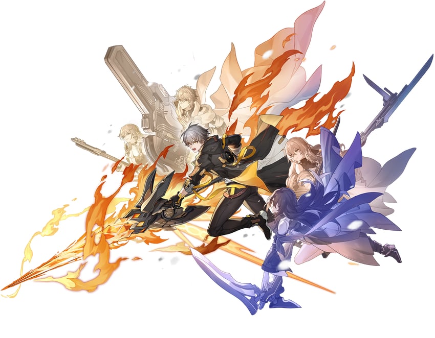 trailblazer, caelus, bronya rand, seele, gepard landau, and 1 more (honkai and 1 more)