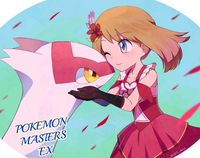 latias and may (pokemon and 1 more) drawn by chiha_bobobo