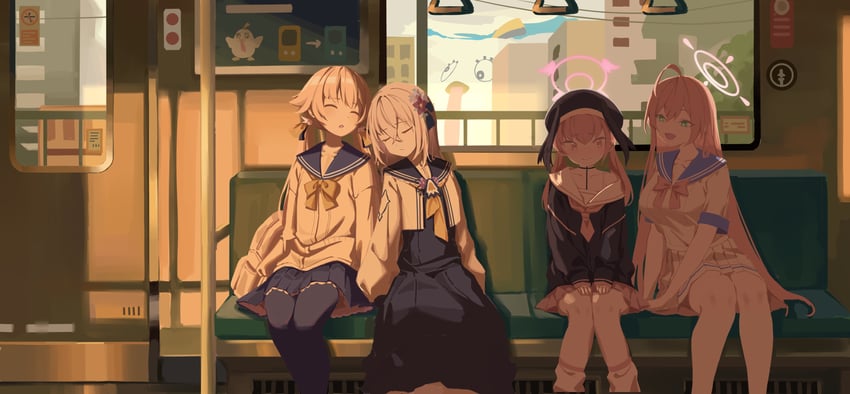koharu, hanako, hifumi, azusa, and perorozilla (blue archive) drawn by gaoqiaoyuyin_takahashi