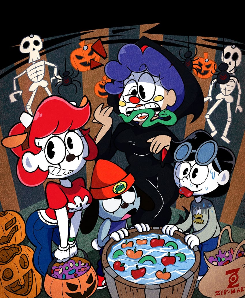 mute the mime, chatterbox the clown, bonzo rabbit, and silence the mime (original) drawn by imrachets