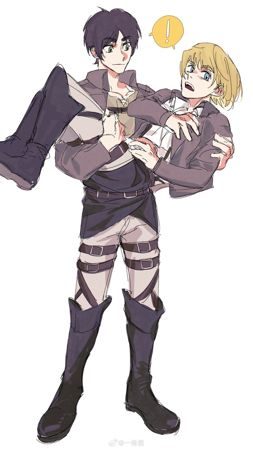 eren yeager and armin arlert (shingeki no kyojin) drawn by yijiaoshu