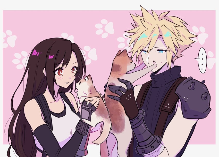 tifa lockhart and cloud strife (final fantasy and 2 more) drawn by mao_(expuella)