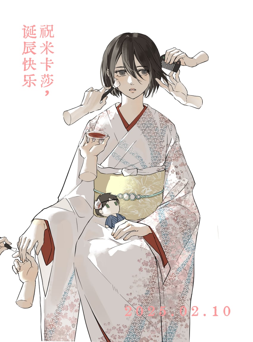 mikasa ackerman and eren yeager (shingeki no kyojin) drawn by zhuse_fuxianqing