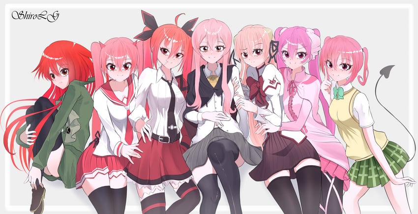 shana, louise francoise le blanc de la valliere, itsuka kotori, nana asta deviluke, kanzaki h. aria, and 2 more (to love-ru and 6 more) drawn by shiro_lg01