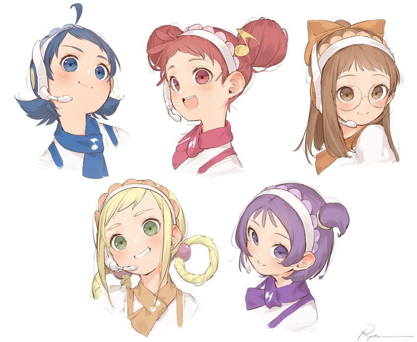 harukaze doremi, segawa onpu, fujiwara hazuki, senoo aiko, and asuka momoko (ojamajo doremi) drawn by ryota_(ry_o_ta)