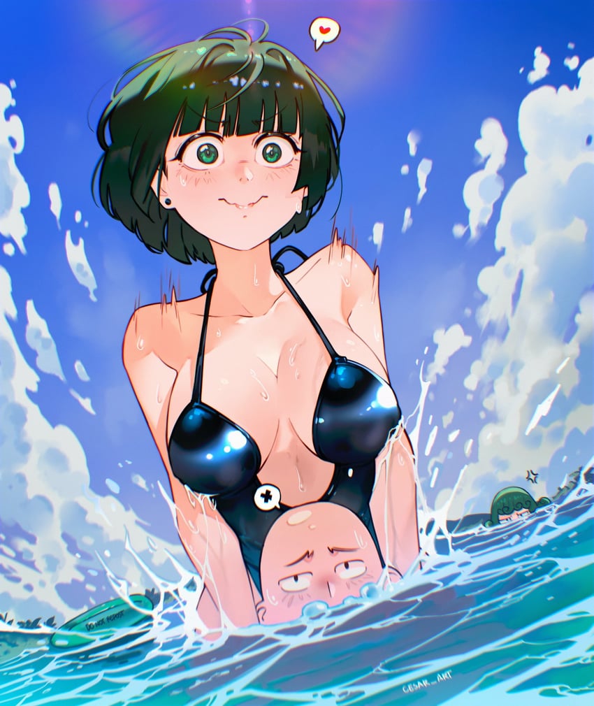 tatsumaki, fubuki, and saitama (one-punch man) drawn by cesar_art456