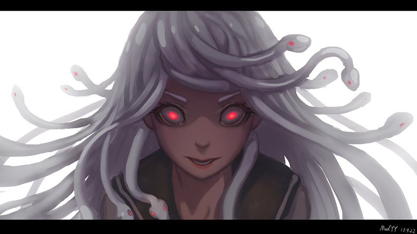 sengoku nadeko and god nadeko (monogatari and 1 more) drawn by madyy