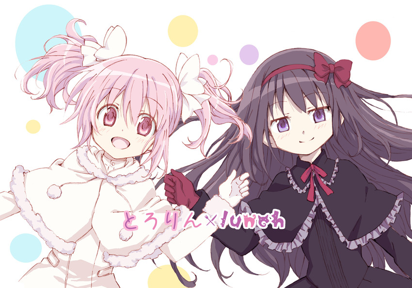 akemi homura and kaname madoka (mahou shoujo madoka magica) drawn by shimotsuki_nashi