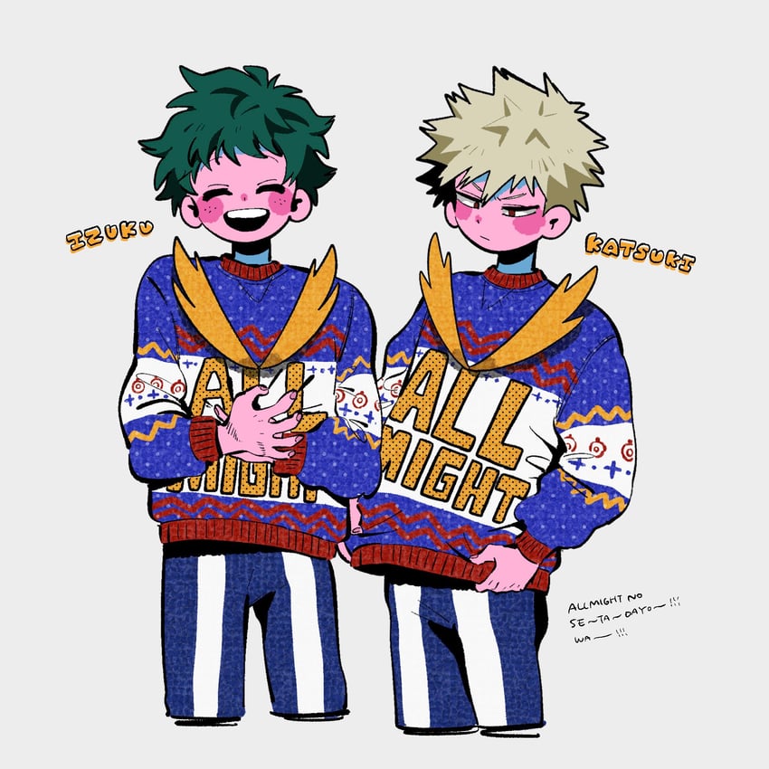 midoriya izuku and bakugou katsuki (boku no hero academia) drawn by anna_(aannnaa3)