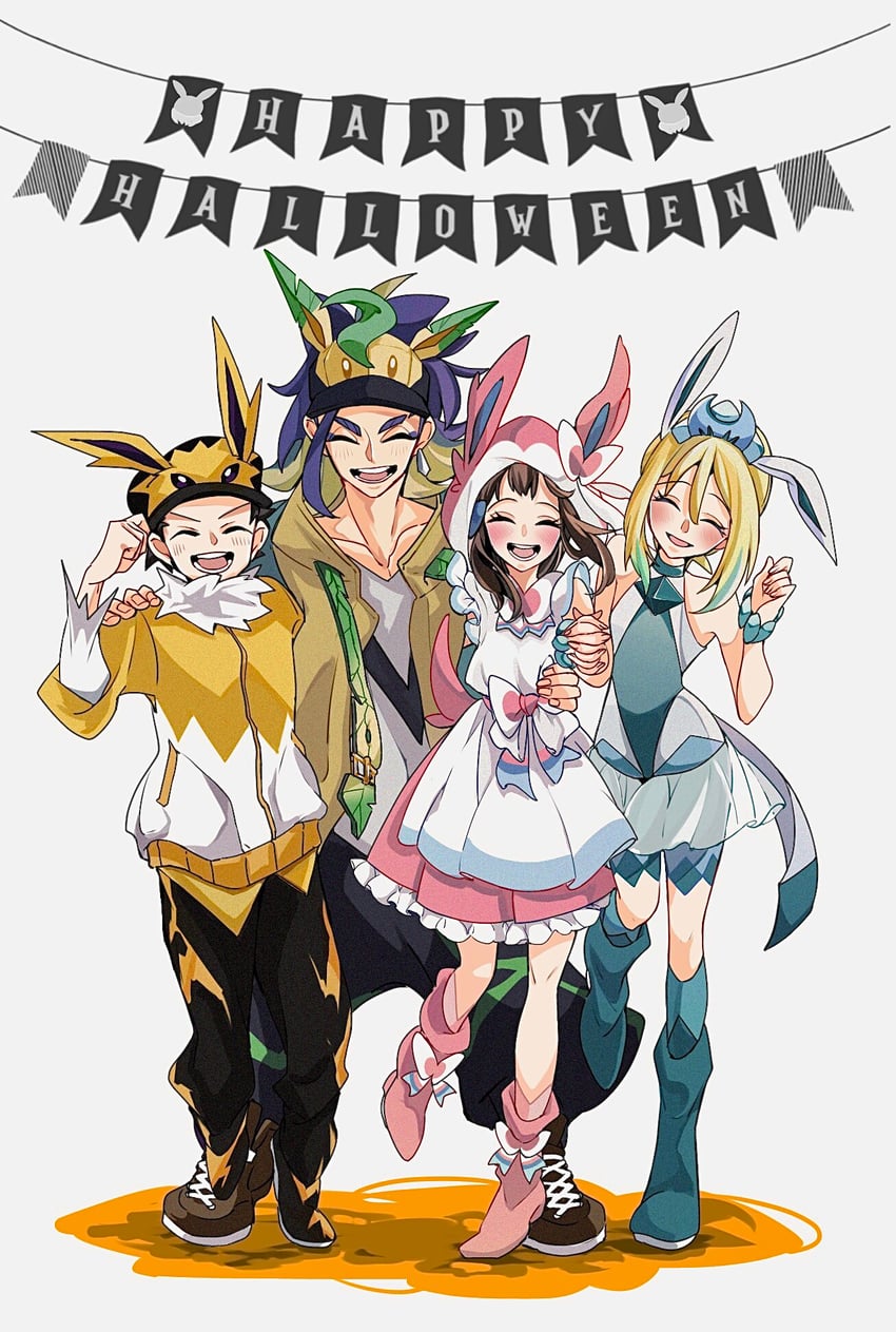 akari, sylveon, glaceon, irida, leafeon, and 3 more (pokemon and 1 more) drawn by cocoa_s3