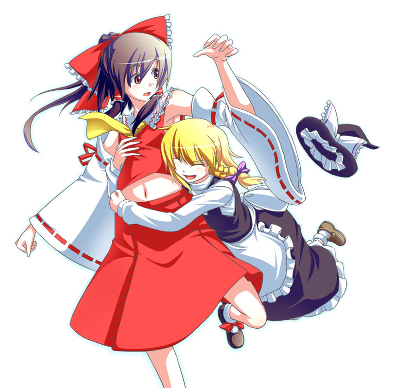 hakurei reimu and kirisame marisa (touhou) drawn by mendou_saya