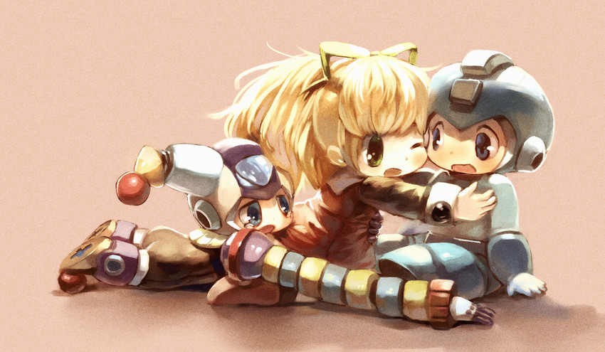 roll, mega man, and clown man (mega man and 1 more) drawn by b_spa_gyoreva