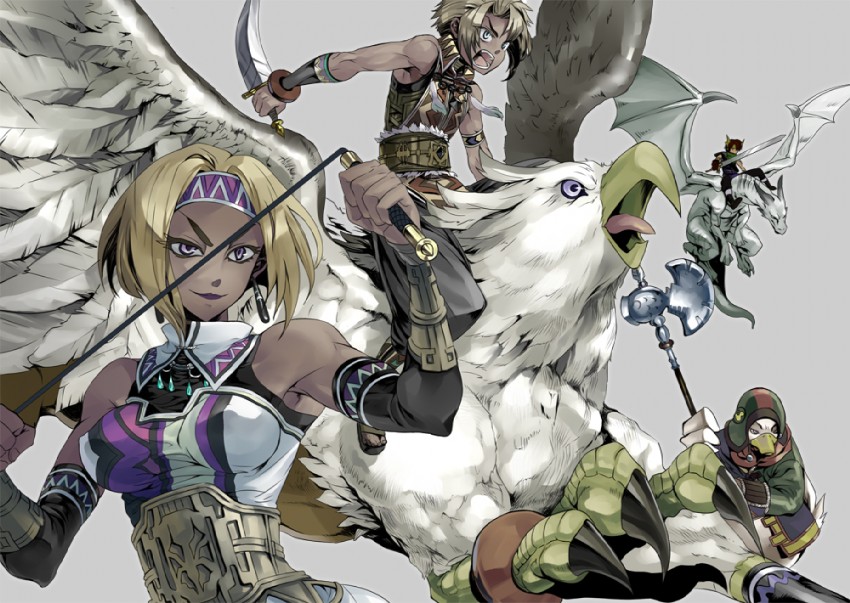 hugo, futch, sgt joe, fubar, lucia, and 1 more (gensou suikoden and 1 more) drawn by bun-o