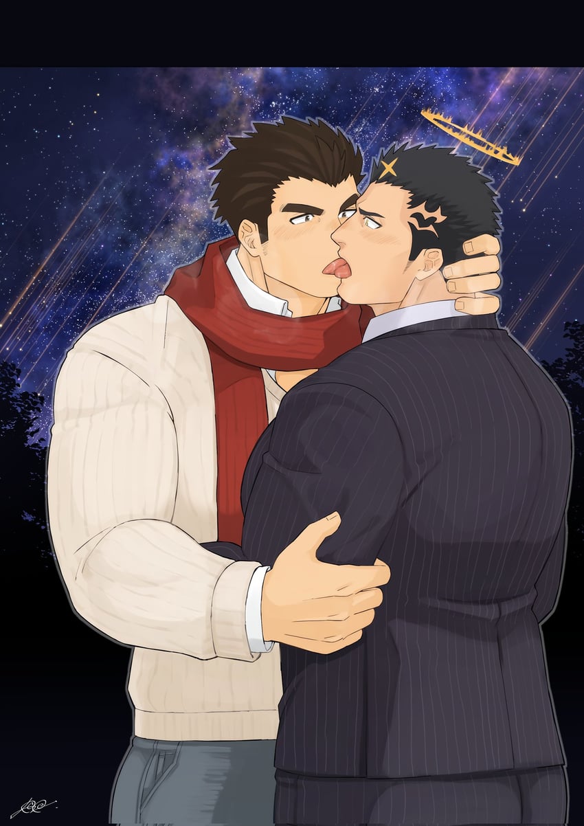 protagonist 3 and zabaniyya (tokyo afterschool summoners) drawn by harada_(basashi)