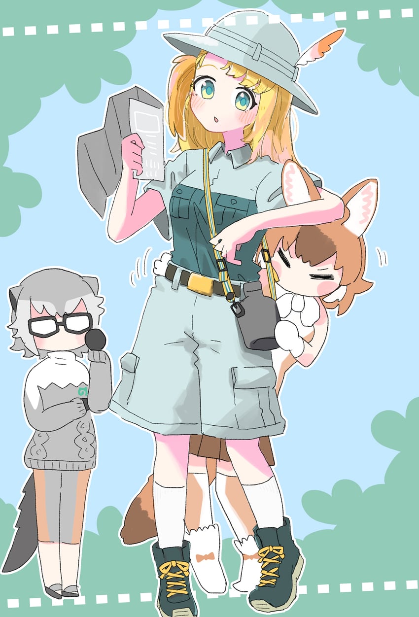 captain, dhole, meerkat, and pengin pina (kemono friends and 2 more) drawn by hasu_(zatsugami)