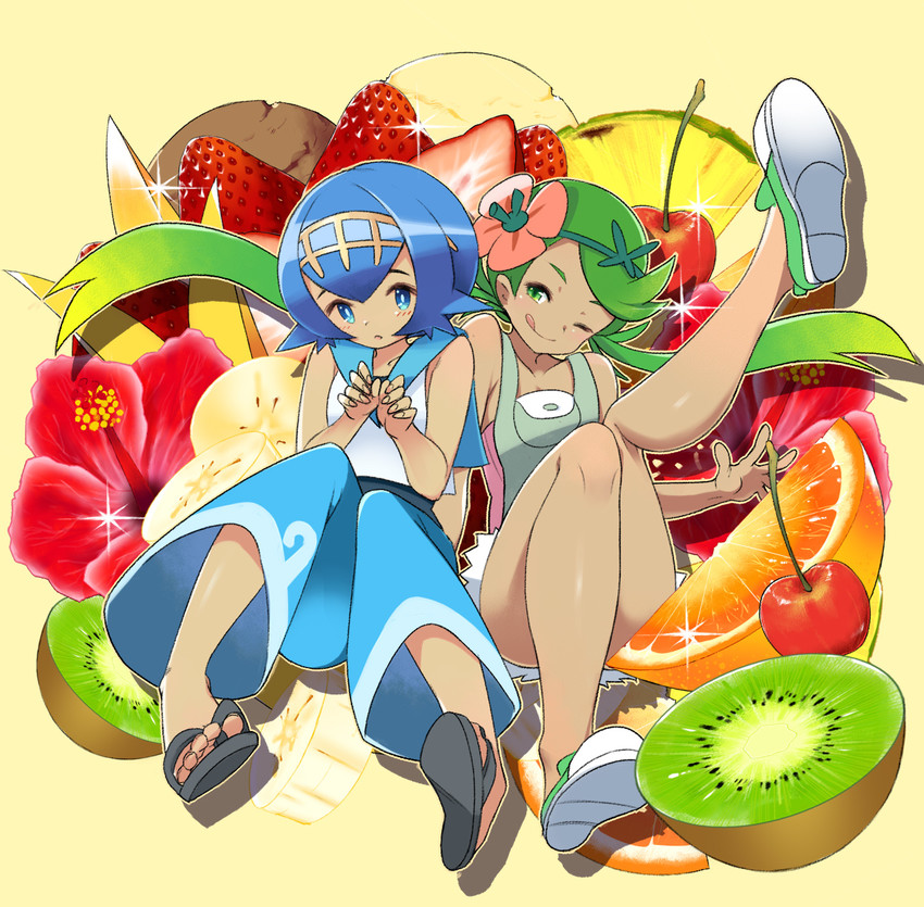 lana and mallow (pokemon and 1 more) drawn by tm_(hanamakisan)