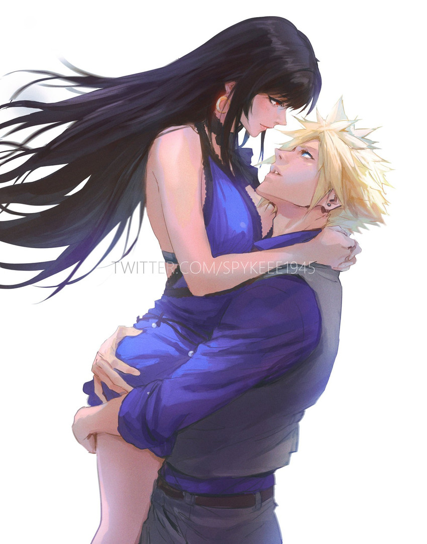 tifa lockhart and cloud strife (final fantasy and 2 more) drawn by spykeee