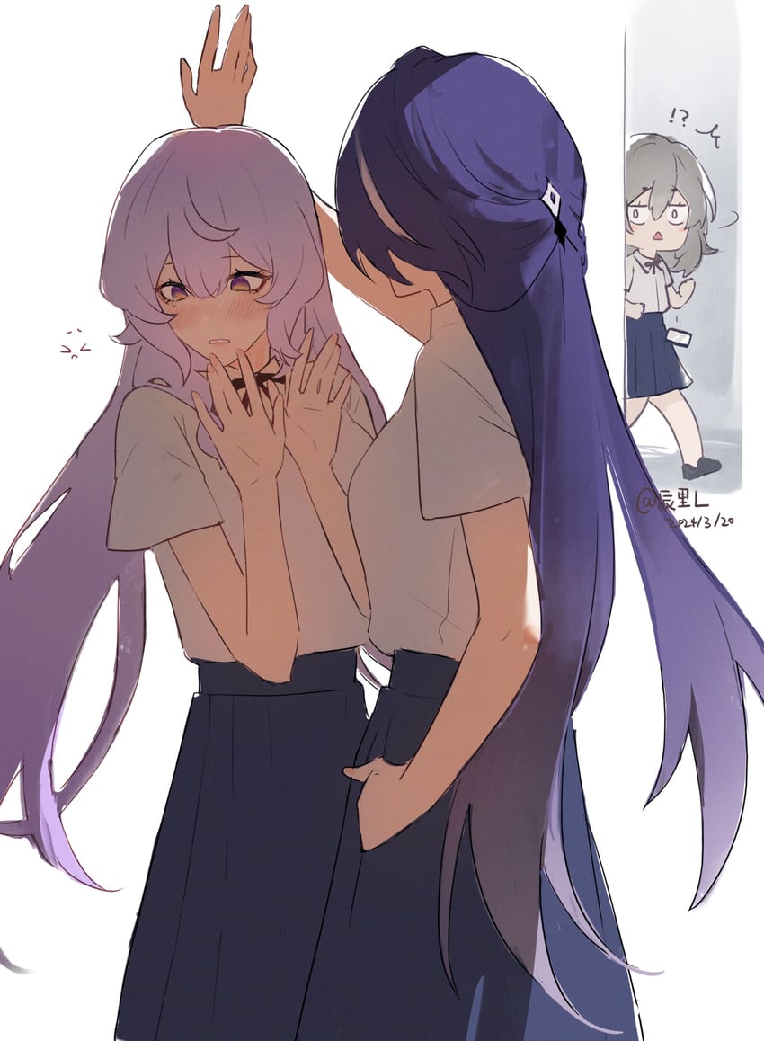 trailblazer, stelle, acheron, and black swan (honkai and 1 more) drawn by chen_li