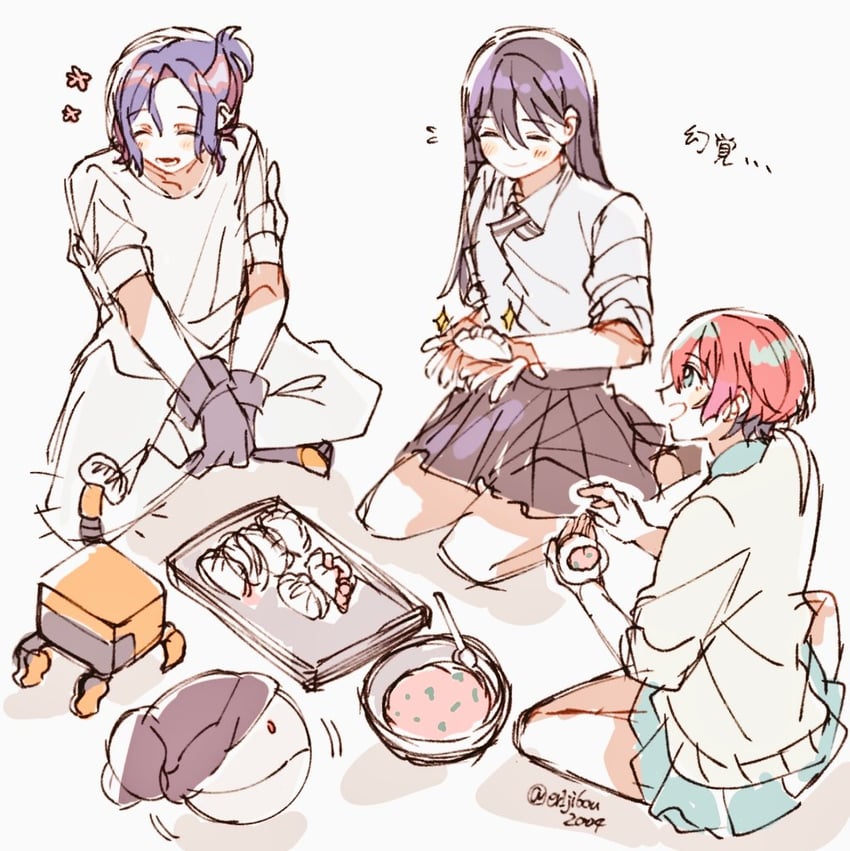 amate yuzuriha, haro, shuji ito, nyaan, and conch (gundam and 1 more) drawn by er1ji6ou2004