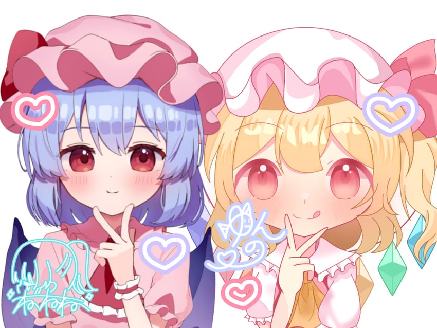 remilia scarlet and flandre scarlet (touhou) drawn by nene_man and yunon1421