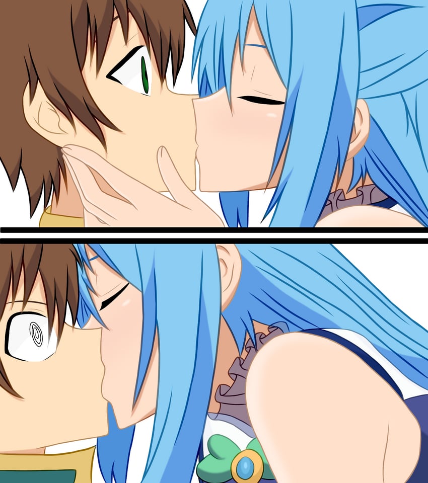 aqua and satou kazuma (kono subarashii sekai ni shukufuku wo! and 1 more) drawn by racsoms