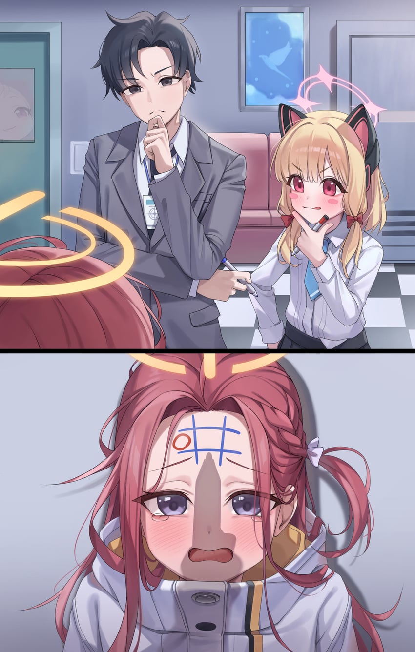 sensei, momoi, mutsuki, and yuzu (blue archive and 1 more) drawn by um_111