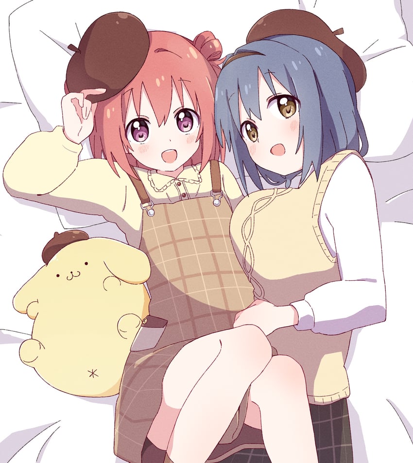 akaza akari, furutani himawari, and pompompurin (yuruyuri and 1 more) drawn by mesushio