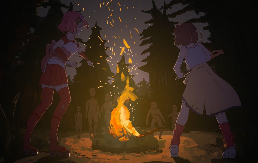 sakura miko and inugami korone (hololive and 1 more) drawn by nmmn_raw