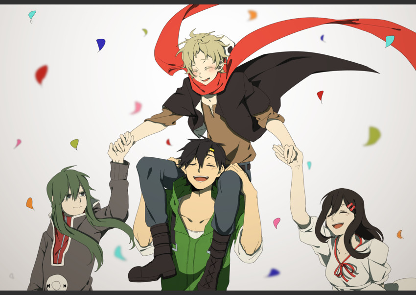 tateyama ayano, kido tsubomi, kano shuuya, and seto kousuke (kagerou project) drawn by nekome3