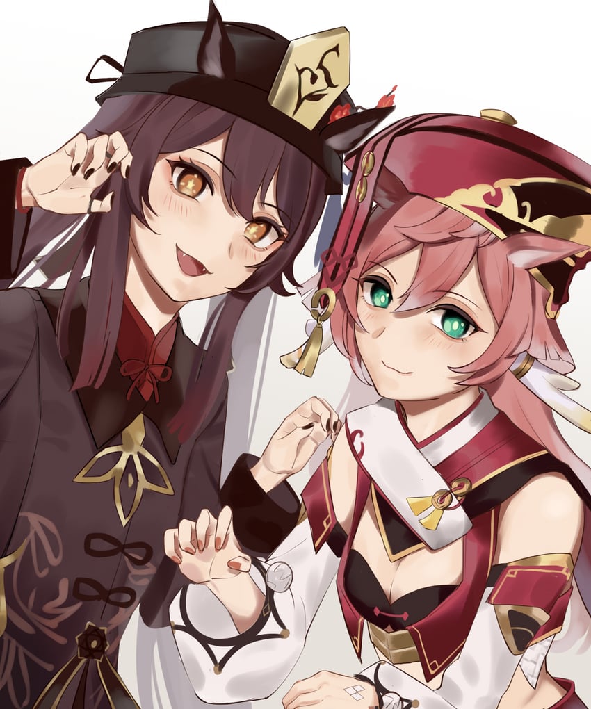hu tao and yanfei (genshin impact) drawn by meron_no_amime