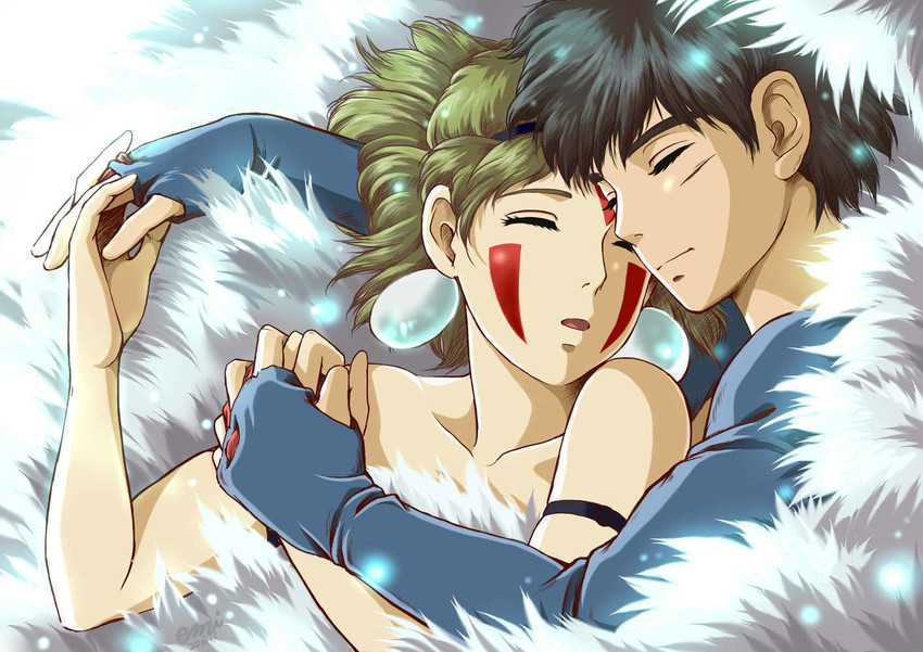 san and ashitaka (studio ghibli and 1 more) drawn by emi_(green_wave)