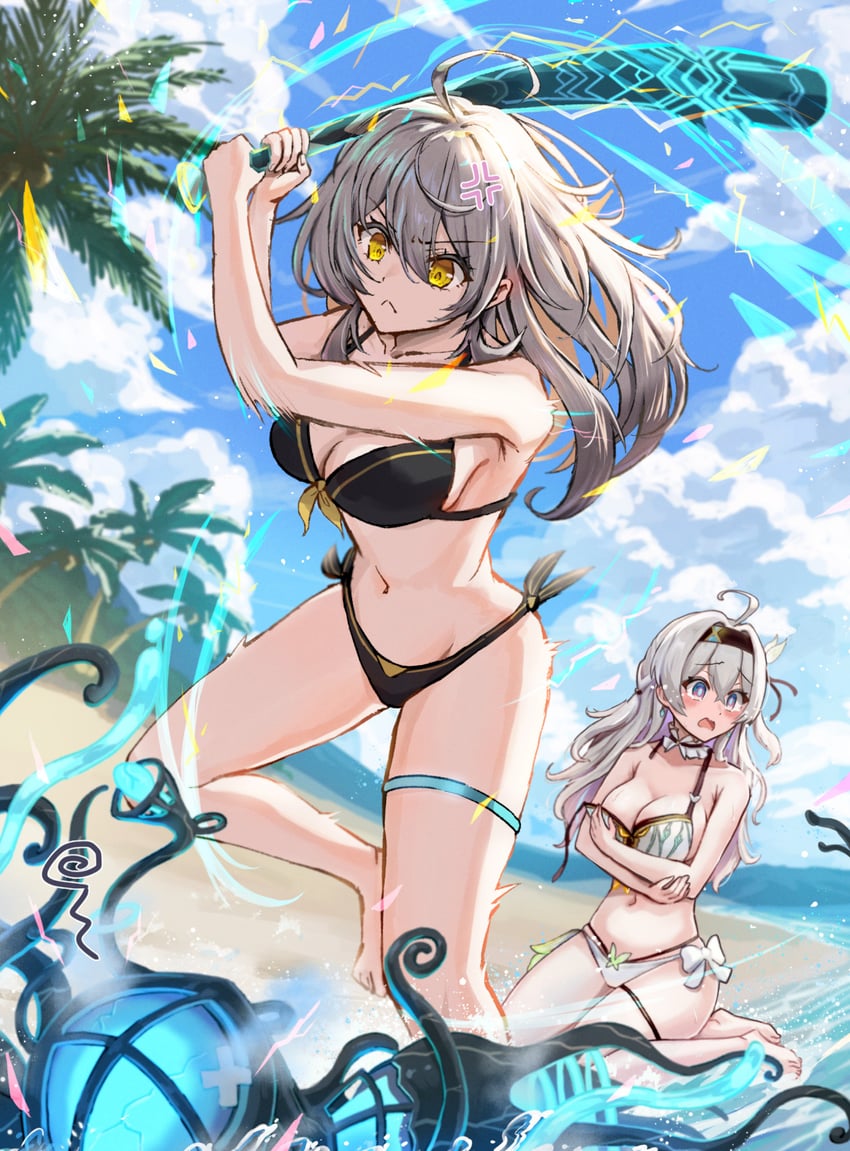 trailblazer, firefly, and stelle (honkai and 1 more) drawn by isome