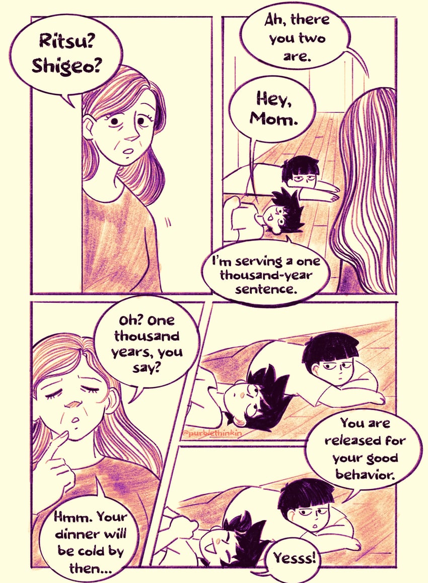 kageyama shigeo, kageyama ritsu, and mrs. kageyama (mob psycho 100) drawn by purblethinkin