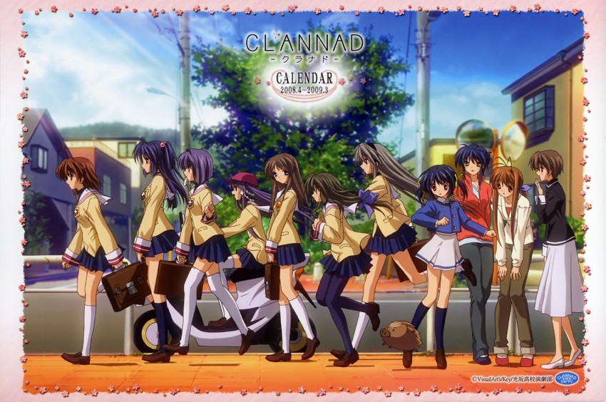 furukawa nagisa, fujibayashi kyou, ibuki fuuko, sakagami tomoyo, ichinose kotomi, and 7 more (clannad)