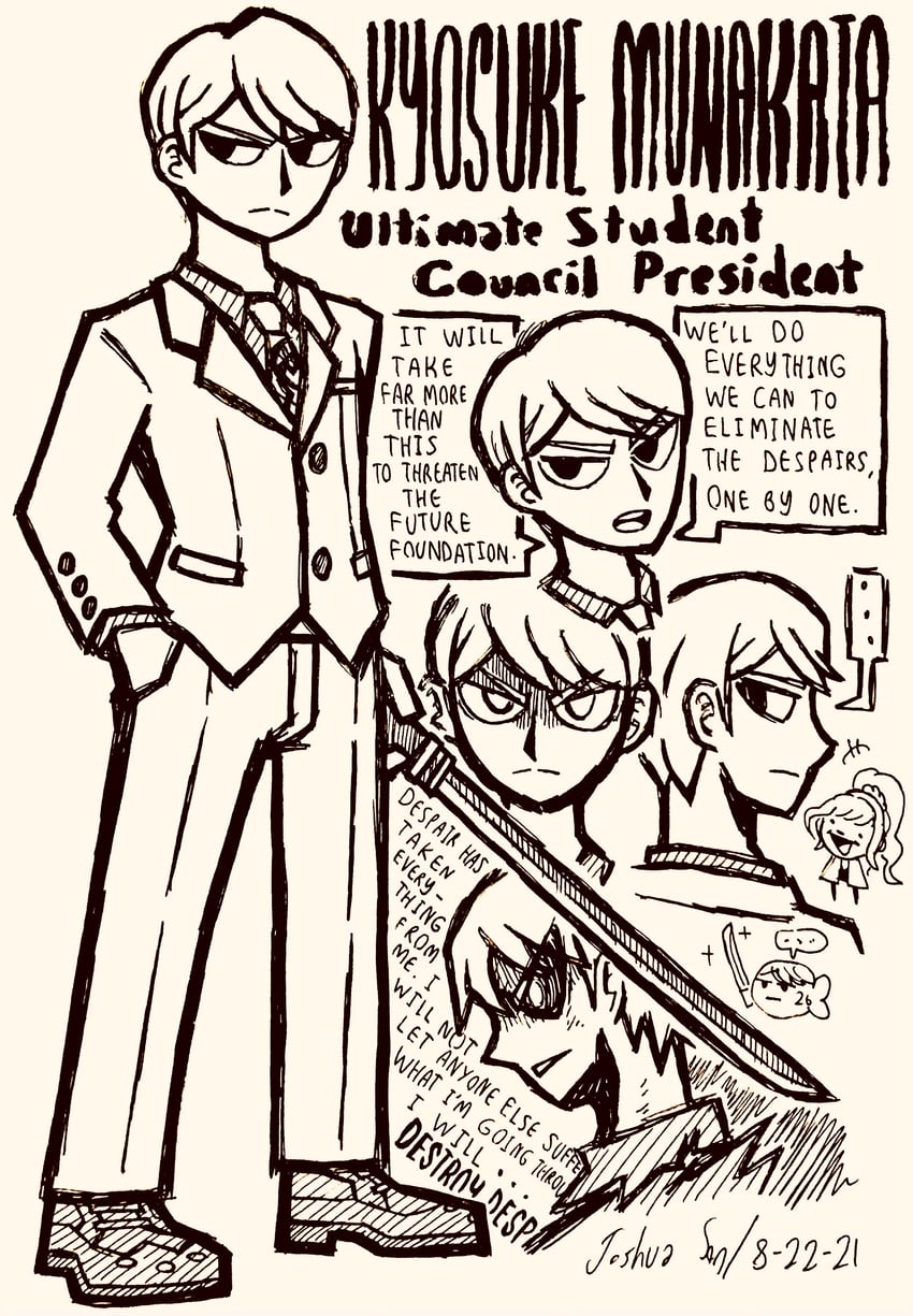 yukizome chisa and munakata kyousuke (danganronpa and 1 more) drawn by josh-s26