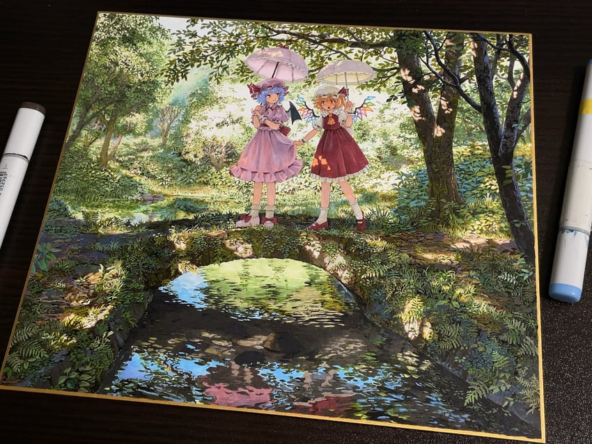 remilia scarlet and flandre scarlet (touhou) drawn by shiratama_(hockey)
