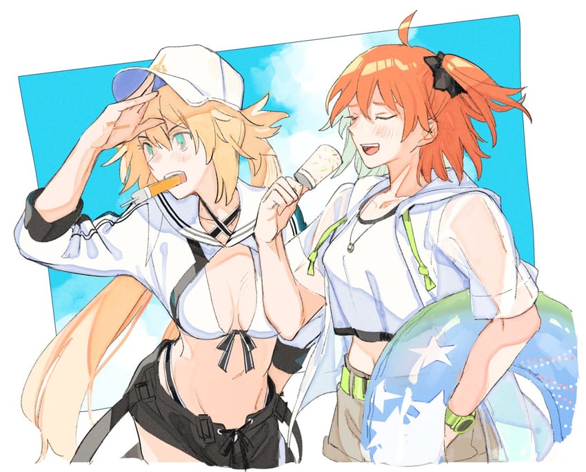 artoria pendragon, fujimaru ritsuka, and artoria caster (fate and 1 more) drawn by kitada
