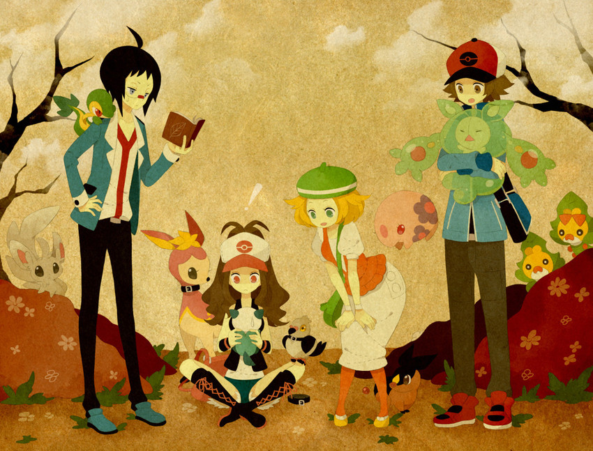 hilda, hilbert, oshawott, snivy, bianca, and 8 more (pokemon and 1 more) drawn by atori12