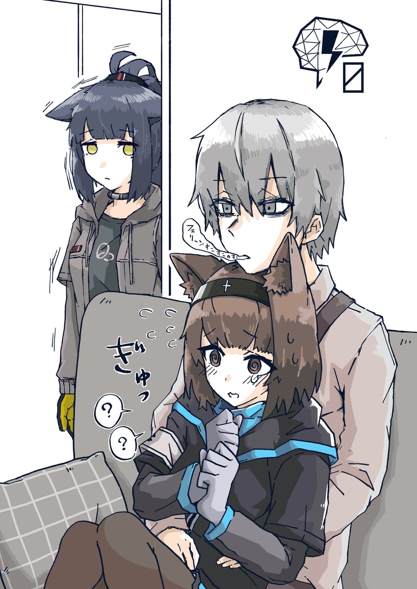 doctor, male doctor, jessica, and rhodes island medic (arknights) drawn by kumamu